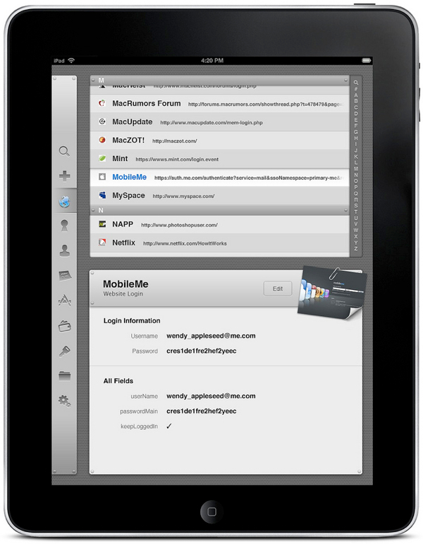 1password per iPad