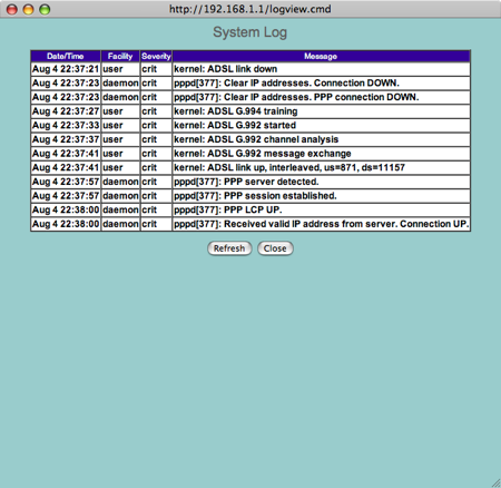 3com exemple de log