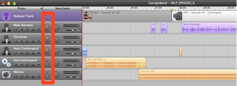 Podcasting - Garageband - Resta de pistes d'àudio - nivells