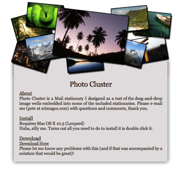 PhotoCluster template html per Mail