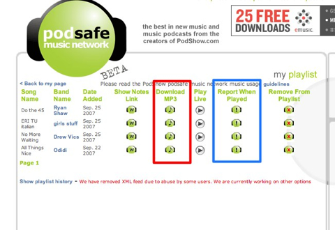 Podsafe Music Network playlist