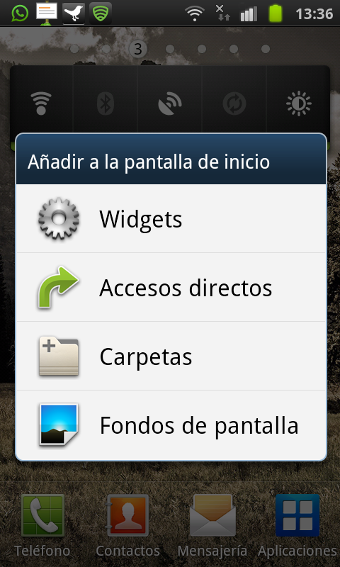 Menu widgets escriptori