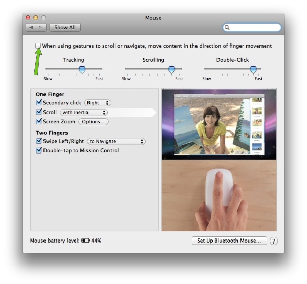 Mouse Preferences - Mac OS X Lion
