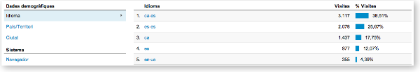 idioma a google analytics