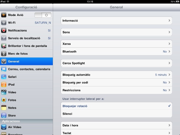 Configurar botó lateral de l'iPad