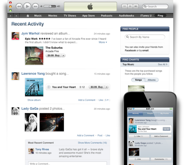 iTunes 10 amb PING
