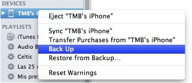 backup a itunes