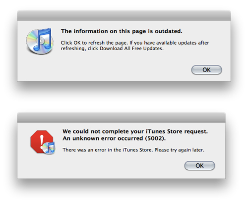 iTunes error 5002