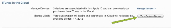 iTunes Match Renew