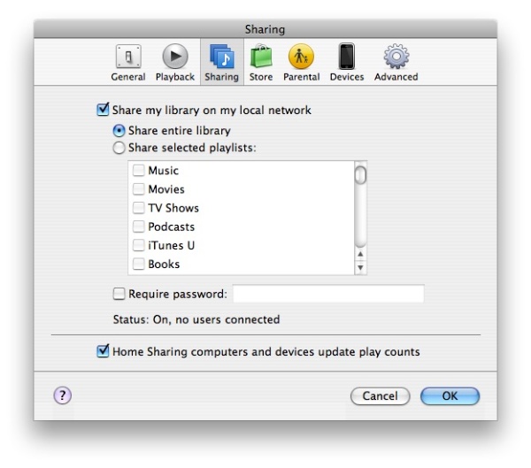 Itunes Home Sharing
