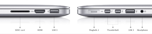 Les connexions del nou MacBook Pro Retina Display