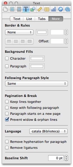configurar l'inspector al pages pel català