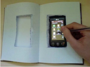 Phone on a book