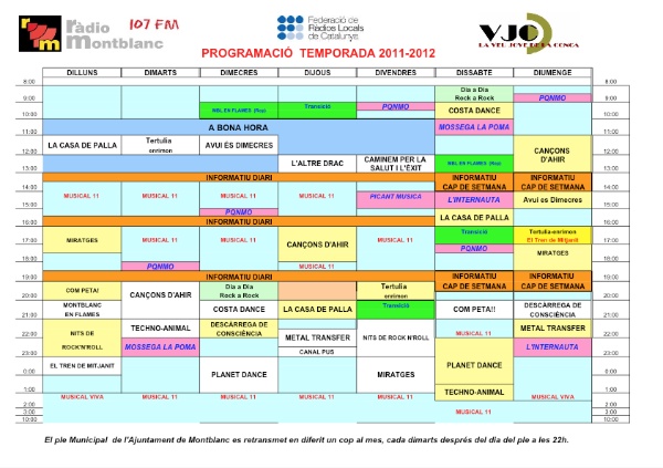 Programació Ràdio Montblanc