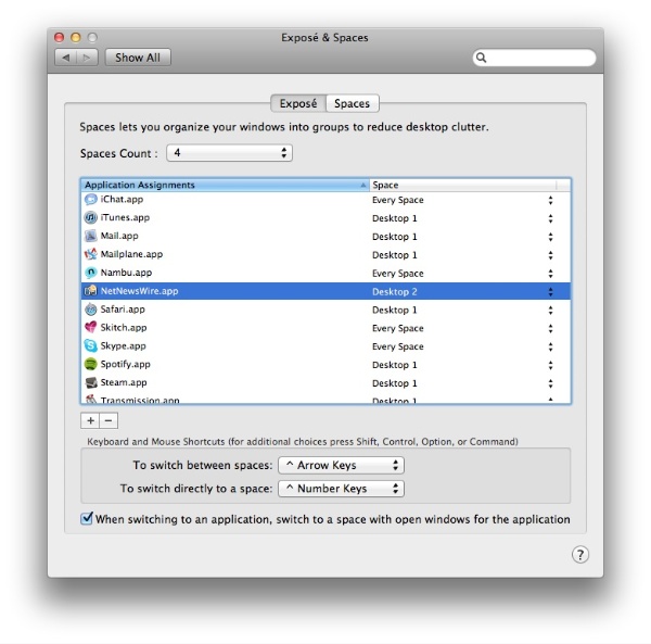 Spaces - Mac OS X Lion