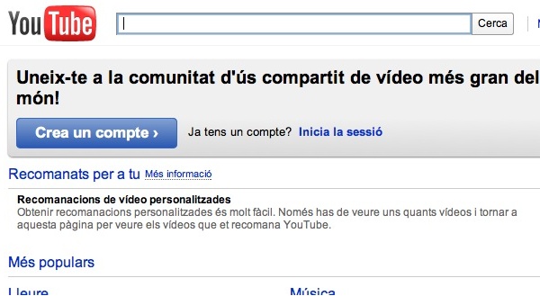 YouTube en català